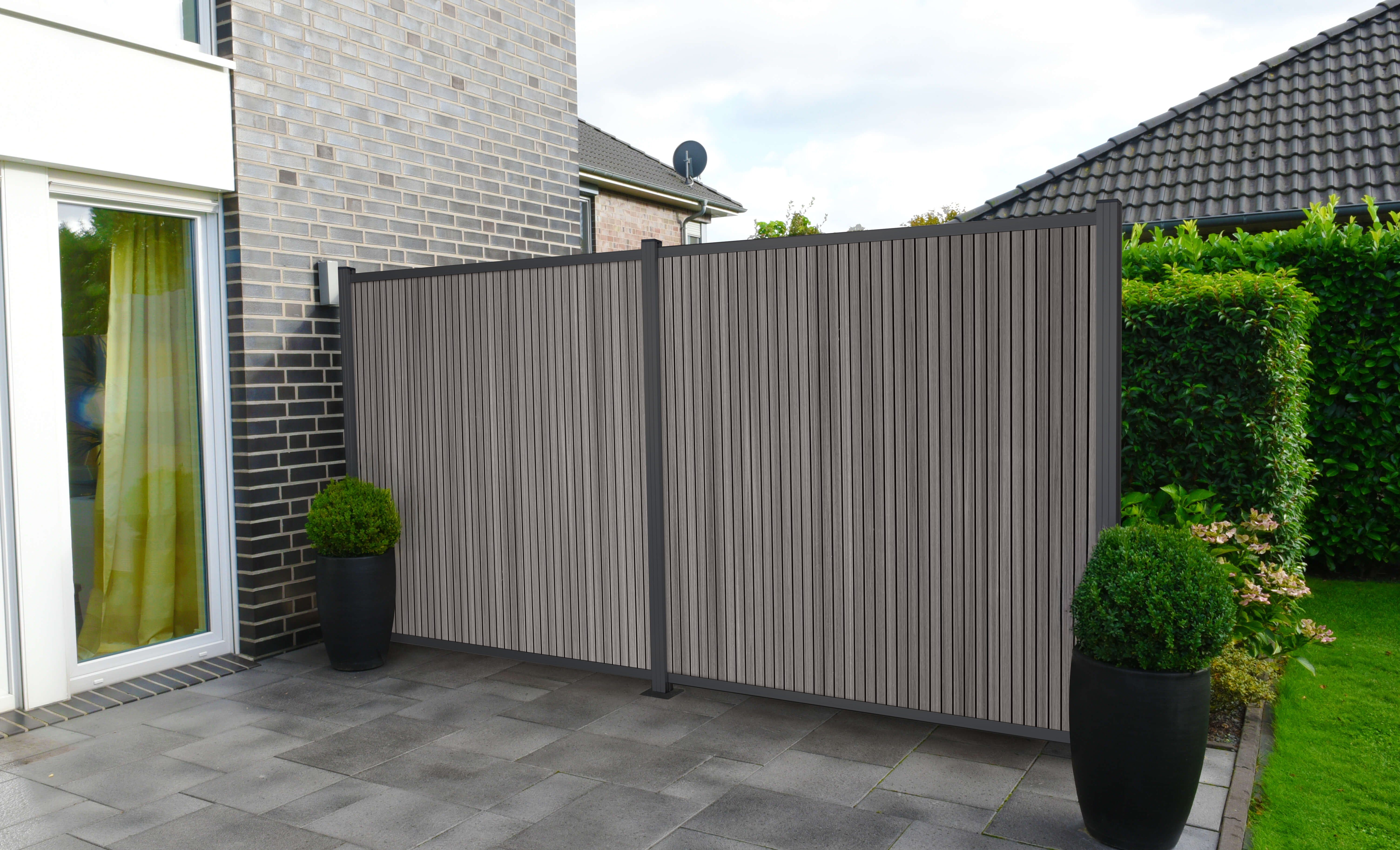 BPC Akustikzaun Borkum Vertikal, Kristallgrau/anthrazit ca.175x180cm