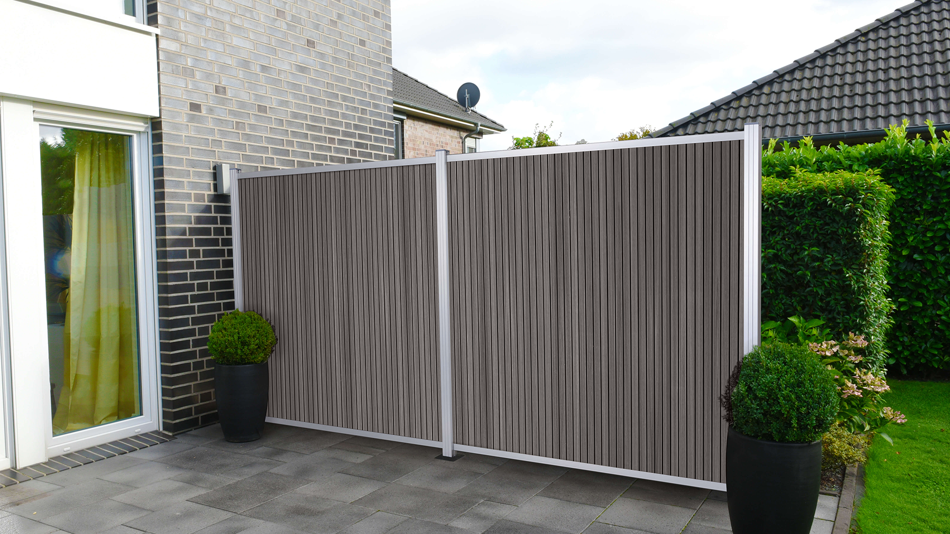 BPC Akustikzaun Borkum Vertikal, Kristallgrau/silber ca.175x180cm