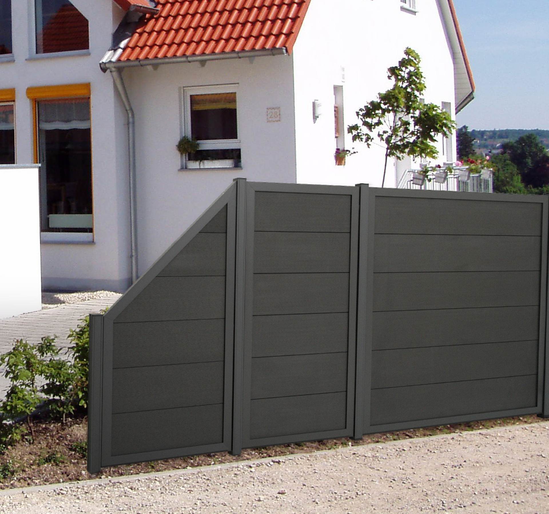WPC Zaun Fehmarn 180x180 cm, anthrazit/anthrazit