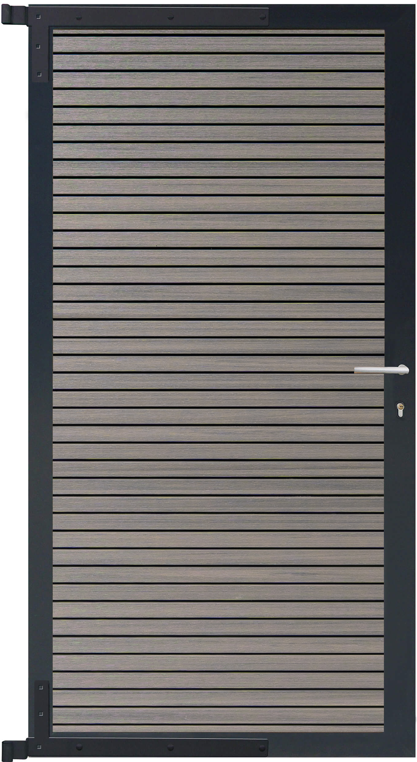 BPC Zauntor Akustikzaun Borkum, Kristallgrau/anthrazit 90x180 cm, mit Aluminium Rahmen, inkl. Beschlagsatz